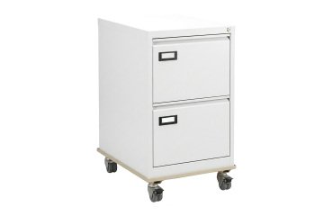 Pack classeur pour dossiers suspendus Pro C. en métal- monobloc  2 tiroirs + socle à roulettes beige