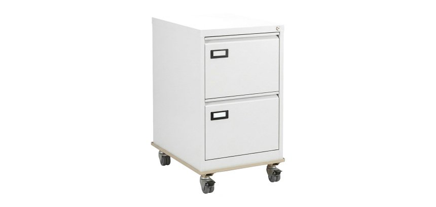 Pack file organizer for hanging folders Pro C. in metal - single unit 2 drawers + beige wheeled base