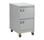 Pack classeur pour dossiers suspendus Pro C. en métal- monobloc  2 tiroirs + socle à roulettes beige