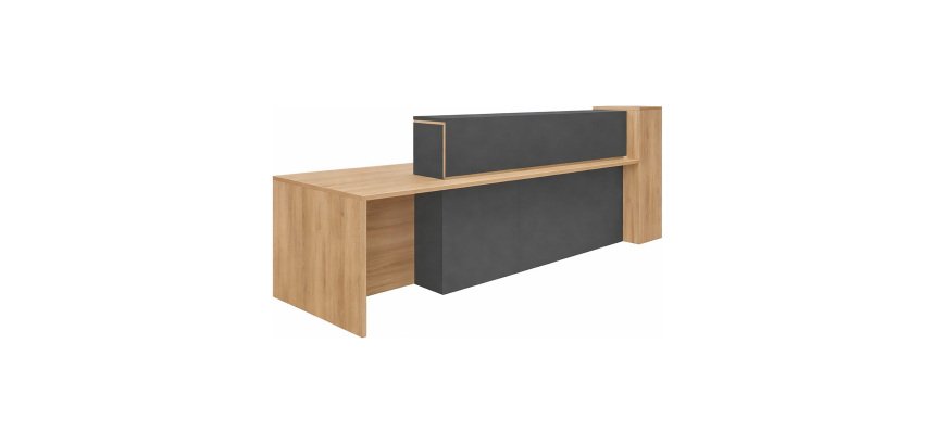 Banque d'accueil droite L 322 cm avec rangements et lumière LED - Zoom