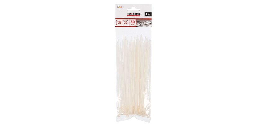 Bridas blancas Kreator 5 x 190 mm - paquete de 50