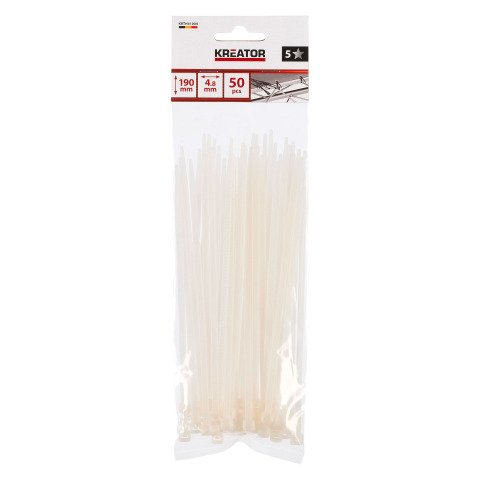 Bridas blancas Kreator 5 x 190 mm - paquete de 50
