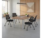 Table de réunion tonneau L 200 x P 115 cm piètement tube métal avec top access Belem