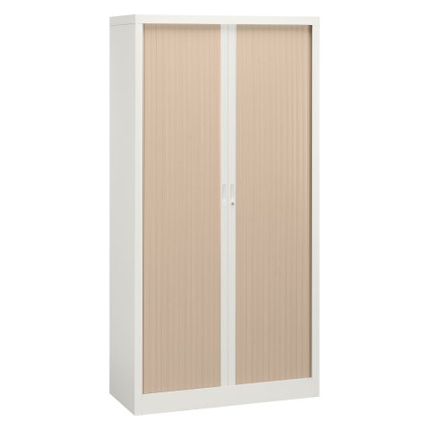 Armario de persiana metálico desmontable Unión Alt 198 x An 100 cm estructura blanca persianas roble claro