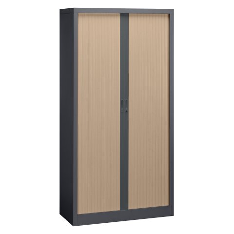 Armario de persiana metálico desmontable Unión Alt 198 x An 100 cm estructura antracita persianas roble claro