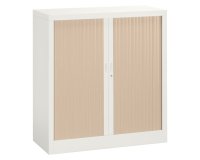 Armario de persiana metálico desmontable Unión Alt 100 x An 100 cm estructura blanca persianas roble claro