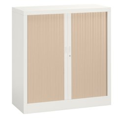 Armoire métal à rideaux  Union G. H 100 x L 100 x P 45 cm corps blanc RAL 9003