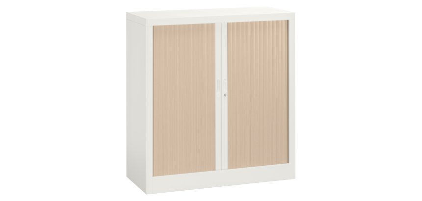 Armoire métal à rideaux  Union G. H 100 x L 100 x P 45 cm corps blanc RAL 9003