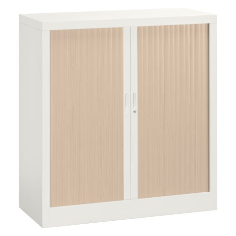 Armario de persiana metálico desmontable Unión Alt 100 x An 100 cm estructura blanca persianas roble claro