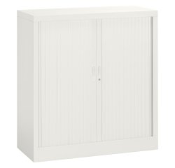 Armoire métal à rideaux  Union G. H 100 x L 100 x P 45 cm corps blanc RAL 9003