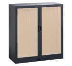Armoire métal à rideaux  Union G. H 100 x L 100 x P 45 cm corps anthracite RAL 7016