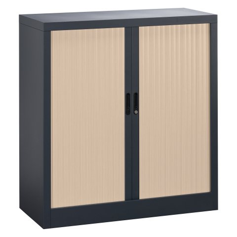 Armario de persiana metálico desmontable Unión Alt 100 x An 100 cm estructura antracita persianas roble claro