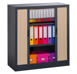 Armoire métal à rideaux  Union G. H 100 x L 100 x P 45 cm corps anthracite RAL 7016