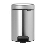 Vuilnisbak 3 liter Brabantia rond met pedaal in glanzend inox