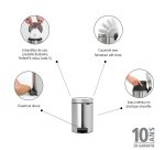 Poubelle métal 3 litres ronde à pédale Brabantia