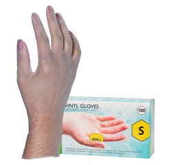 Gants vinyle non poudré transparents - Boîte de 100 gants