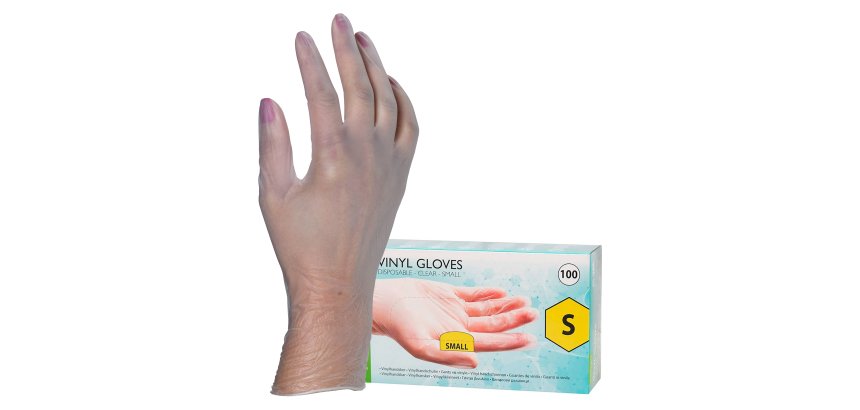 Gants vinyle non poudré transparents - Boîte de 100 gants