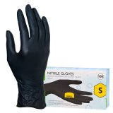 Gants jetables nitrile non poudré noir taille L - Boîte de 100 gants