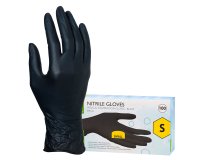 Gants jetables nitrile non poudré noir - Boîte de 100 gants