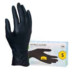 Gants jetables nitrile non poudré noir - Boîte de 100 gants