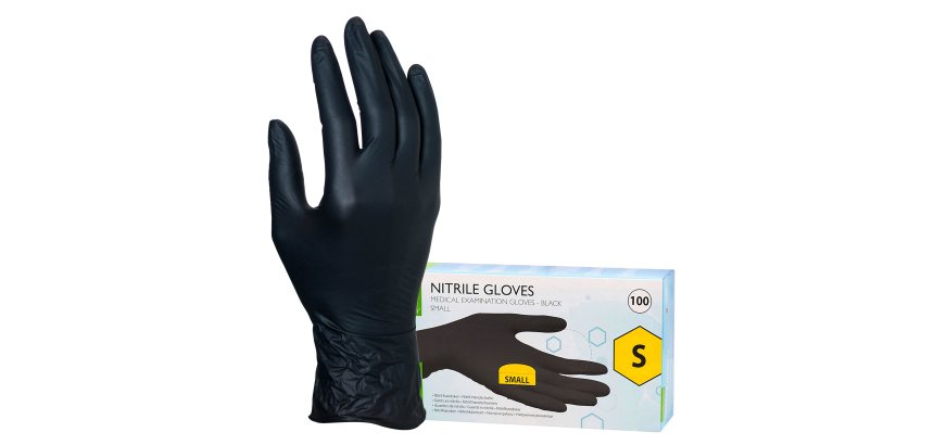 Gants jetables nitrile non poudré noir - Boîte de 100 gants