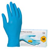 Gants jetables nitrile non poudré bleu taille M - Boîte de 100 gants