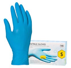 Gants jetables nitrile non poudré bleu - Boîte de 100 gants