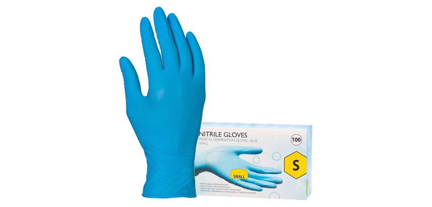 Gants jetables nitrile non poudré bleu - Boîte de 100 gants