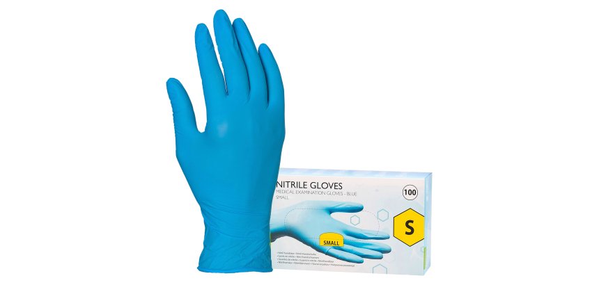 Gants jetables nitrile non poudré bleu - Boîte de 100 gants