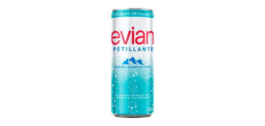 Eau gazeuse Evian 33 cl - 24 canettes