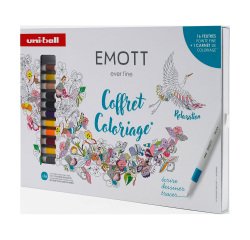 Uni Ball EMOTT Retro Colors viltstift fijn schrift - Set van 16 verschillende kleuren