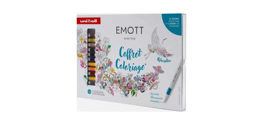 Uni Ball EMOTT Retro Colors viltstift fijn schrift - Set van 16 verschillende kleuren