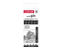 Stylo feutre Uni Ball à capuchon pointe calibrées assorties - Pochette de 5