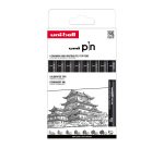 Uni Ball felt-tip pen with cap, brush tip, and assorted calibrated - Pack of 8