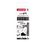 Uni Ball PIN Manga SHOJO viltstift met dop en verschillende maten punten - Set van 5