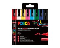 Marqueur Posca PC5BR couleurs assorties pointe pinceau 1 à 4 mm - Pochette de 8
