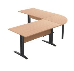 Bureau O-Line 2 avec angle et retour L 220 x P 220 cm piètement métal