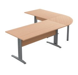 Bureau O-Line 2 avec angle et retour L 240 x P 200 cm piètement metal