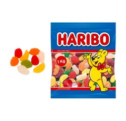 Bolsa 1kg de gomas haribo con sabor a frutas