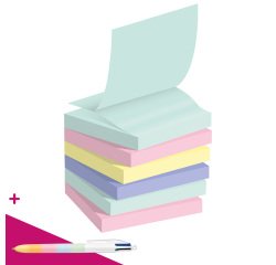 Z-notes repositionnables recyclées couleur nature Post-it 76 x 76 mm - bloc de 100 feuilles = 1 stylo Bic 4 couleurs offert pour l'achat de 16 notes