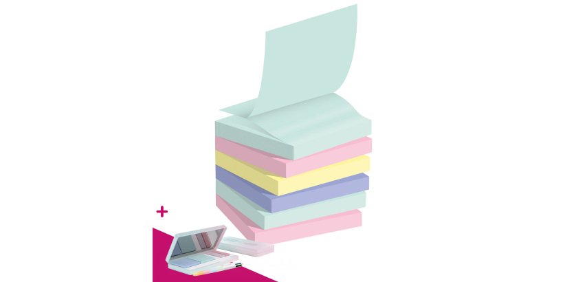 Z-notes repositionnables recyclées couleur nature Post-it 76 x 76 mm - bloc de 100 feuilles - Pour l'achat de 48 notes = 1 palette OFFERTE