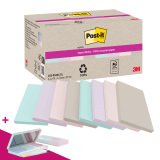 Notes repositionnables couleurs nature recyclées Post-It 127 x 76 mm  - bloc de 70 feuilles - Pour l'achat de 24 notes = 1 palette OFFERTE