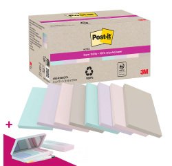 Notes repositionnables couleurs nature recyclées Post-It 127 x 76 mm  - bloc de 70 feuilles - Pour l'achat de 24 notes = 1 palette OFFERTE