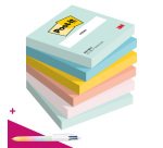 Notes repositionnables couleurs Beachside Post-It - bloc de 100 feuilles = 1 stylo Bic 4 couleurs offert pour l'achat de 12 notes