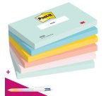 Notes repositionnables couleurs Beachside Post-It - bloc de 100 feuilles = 1 stylo Bic 4 couleurs offert pour l'achat de 12 notes