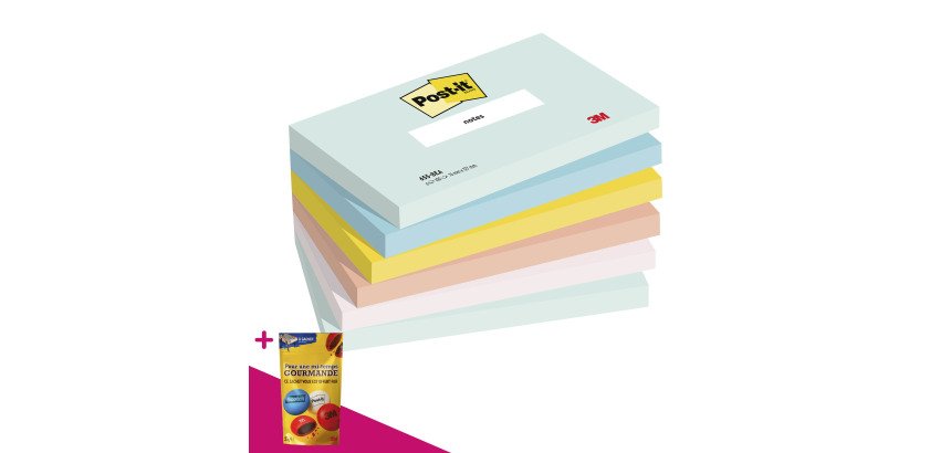 Notes repositionnables couleurs Beachside Post-It - bloc de 100 feuilles = Pour l'achat 12 notes repositionnables, 1 sachet de M&M OFFERT