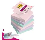 Z-notes repositionnables couleurs Soulful Super Sticky Post-it 76 x 76 mm - bloc de 90 feuilles - Pour l'achat de 36 notes = 1 palette OFFERTE