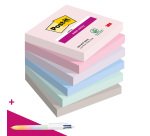 Notes repositionnables couleurs Soulful Super Sticky Post-it - bloc de 90 feuilles = 1 stylo Bic 4 couleurs offert pour l'achat de 12 notes