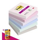 Notes repositionnables couleurs Soulful Super Sticky Post-it - bloc de 90 feuilles = Pour l'achat 12 notes repositionnables, 1 sachet de M&M OFFERT