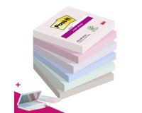 Notes repositionnables couleurs Soulful Super Sticky Post-it 76 x 76 mm - bloc de 90 feuilles - Pour l'achat de 36 notes = 1 palette OFFERTE